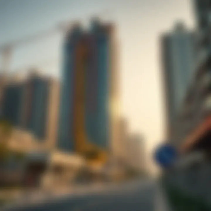 Emerging neighborhood in Dubai with construction and development activity