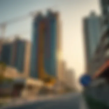 Emerging Neighborhood in Dubai Emerging neighborhood in Dubai with construction and development activity