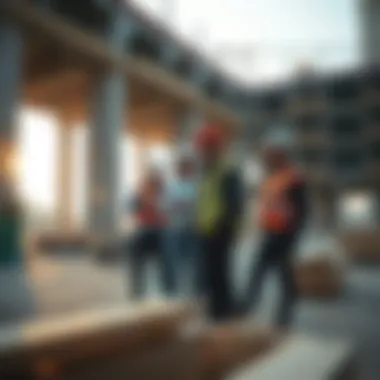 Contracting team collaborating on a construction site