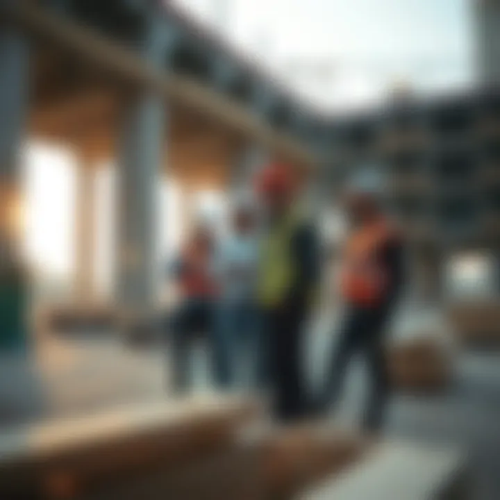 Contracting team collaborating on a construction site