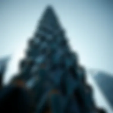 Architectural close-up of the twisting design of the Cactus Tower