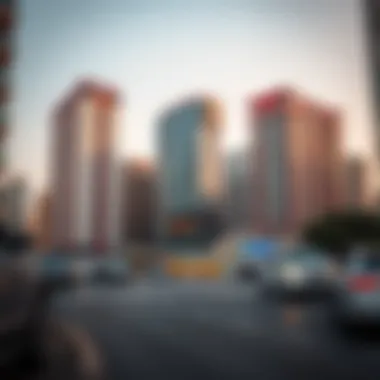 Financial Hub of Deira Modern financial district in Deira, highlighting corporate buildings
