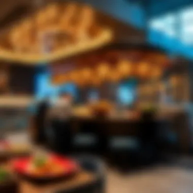 International Cuisine at Dubai International Airport An inviting display of international cuisine available at various restaurants within the airport.