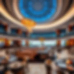 A panoramic view of the luxurious dining area at Dubai International Airport showcasing diverse culinary options.