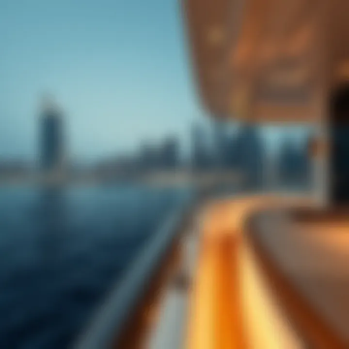 Stunning view of Dubai skyline from a yacht