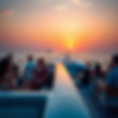 Guests enjoying a sunset cruise on a yacht