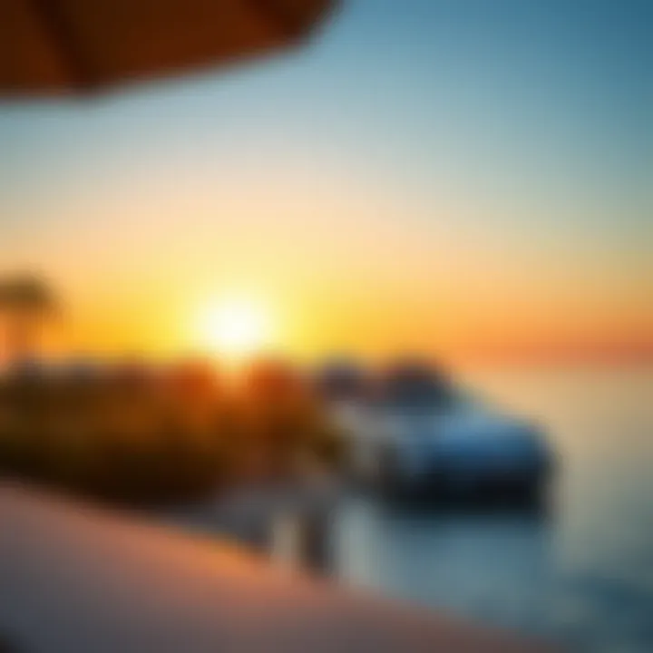 Stunning sunset over La Mer Beach reflecting on the water