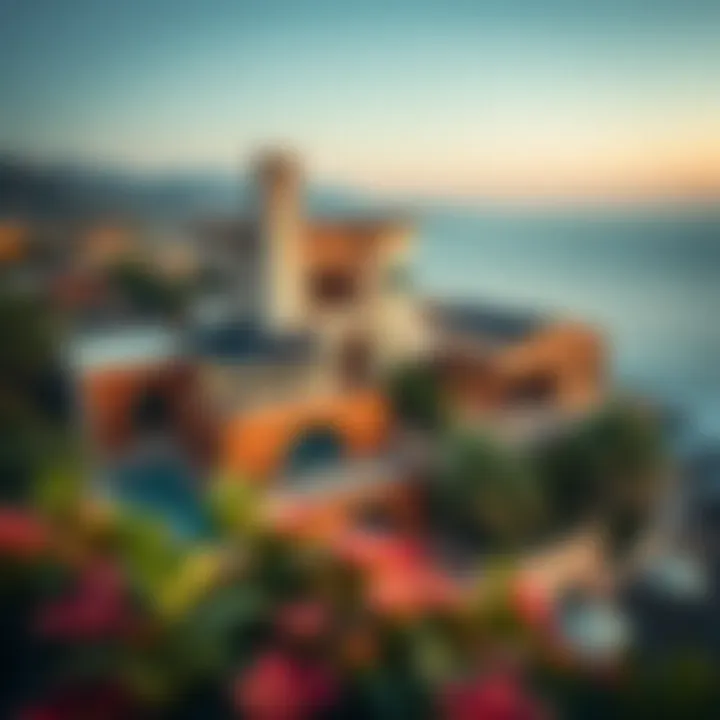 Aerial view of diverse reportage properties showcasing unique designs