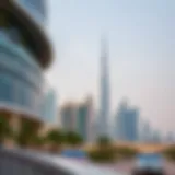 Overview of Dubai skyline with modern architecture