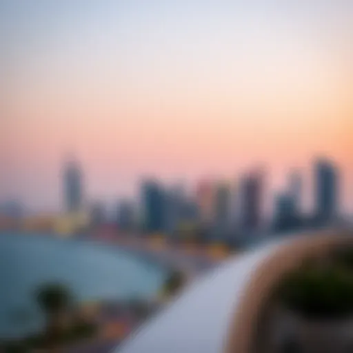 Scenic view of the Dubai Corniche showcasing the skyline
