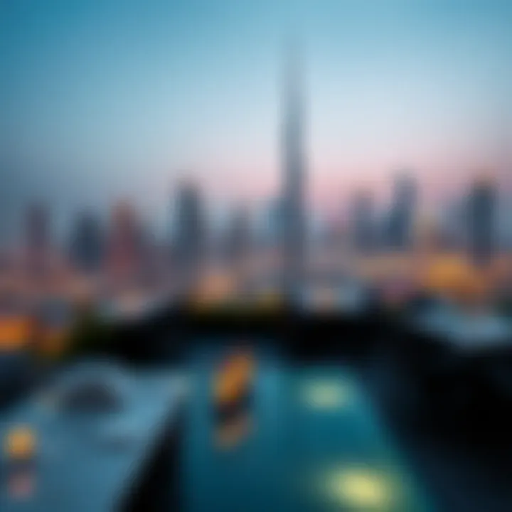 Stunning view of Dubai skyline from a rooftop terrace