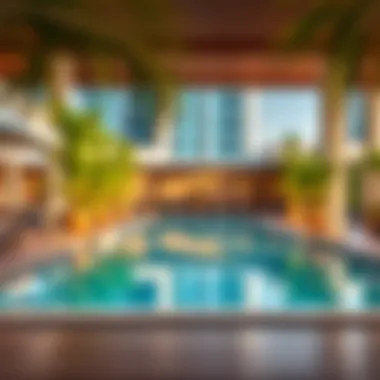 Relaxing Poolside Experience at The One Hotel Business Bay An inviting pool area surrounded by lush greenery and serene ambiance