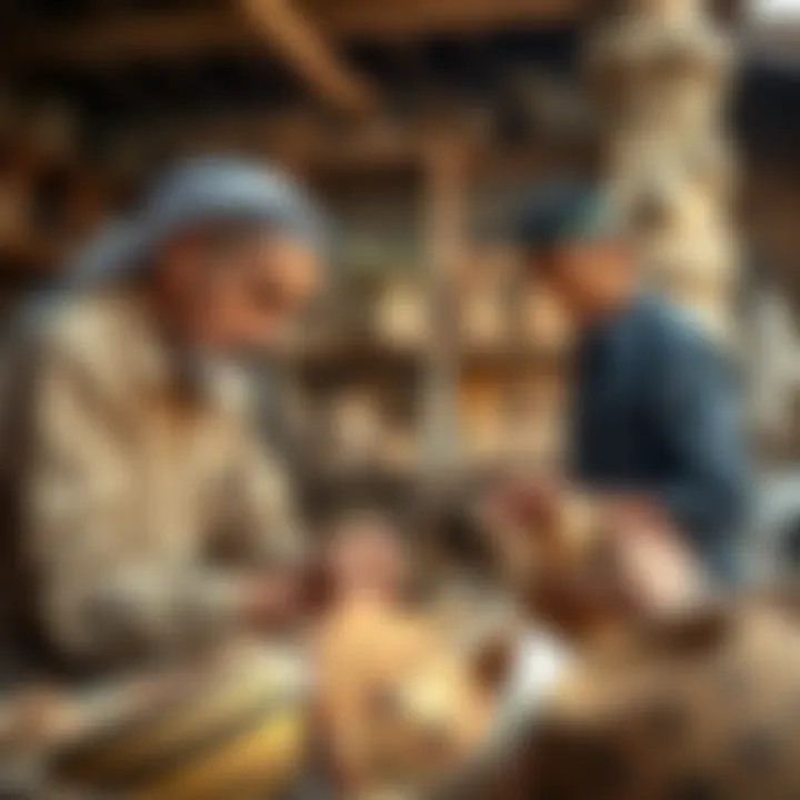 Artisans demonstrating traditional craft techniques