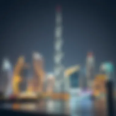 Dubai Skyline Illuminated for Holidays Iconic Dubai skyline during festive season